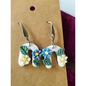 Polymer Clay Floral Dangling Earrings New